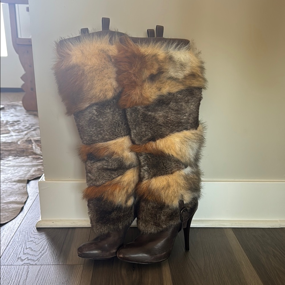 Y2K Guess Faux Fur Knee-High Boots